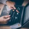 Banking online bill payment Approved and credit card visa concept Businessman or entrepreneur working from home, Online shopping, e-commerce, internet banking, spending money, Internet online banking