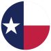 Flag of Texas in circle round shape. State Texas State flag.